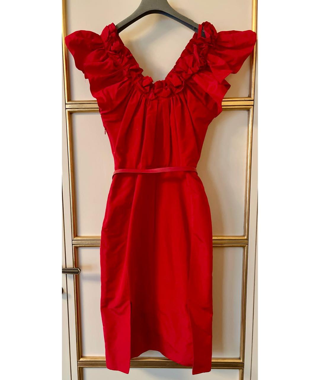 CHRISTIAN DIOR Красное хлопковое коктейльное платье, фото 2