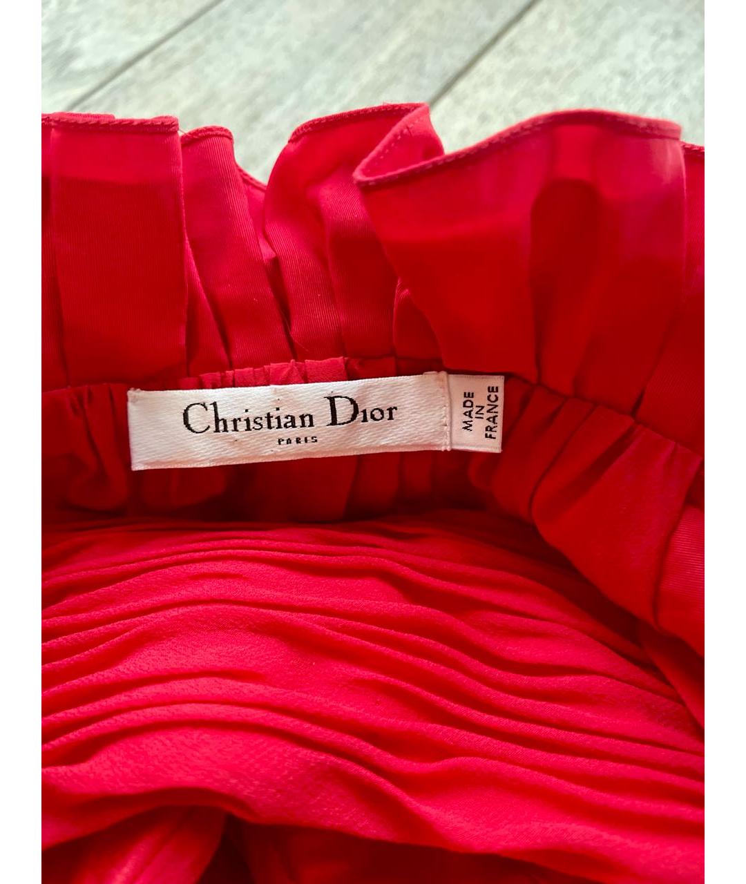 CHRISTIAN DIOR Красное хлопковое коктейльное платье, фото 8