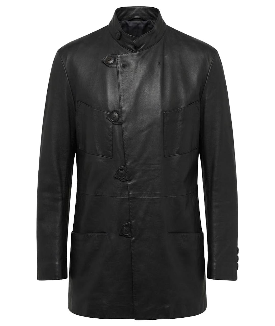 GIORGIO ARMANI Черная кожаная куртка, фото 1