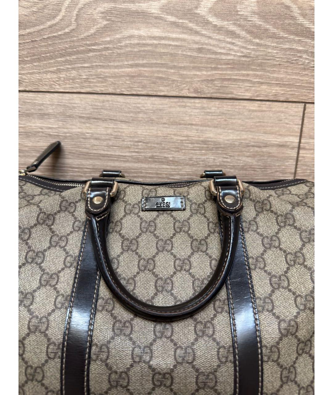 GUCCI Коричневая сумка с короткими ручками из канвы, фото 2