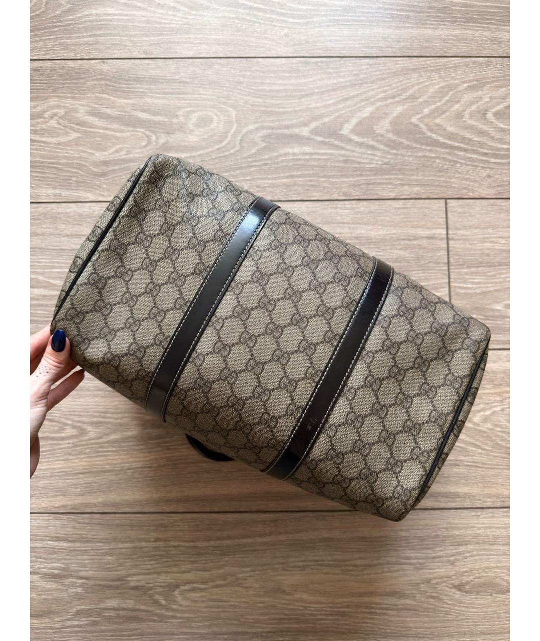 GUCCI Коричневая сумка с короткими ручками из канвы, фото 8