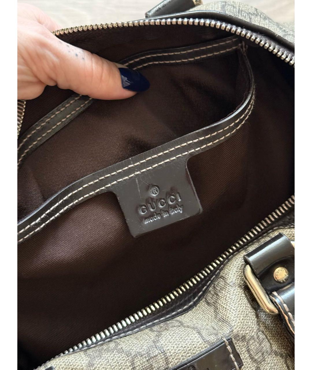 GUCCI Коричневая сумка с короткими ручками из канвы, фото 4
