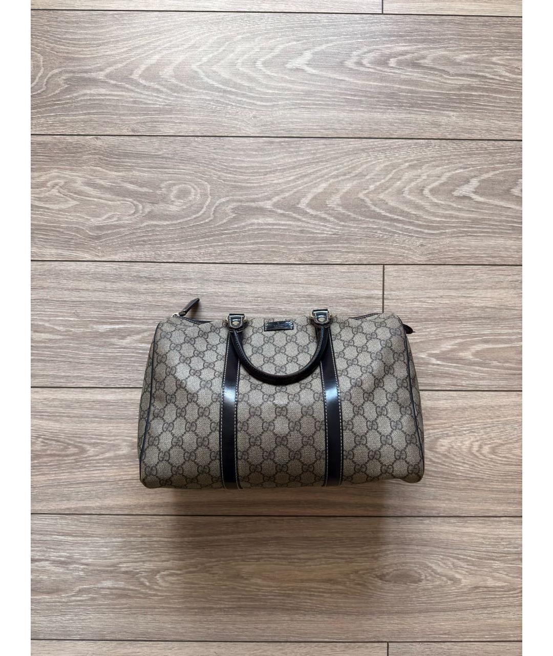 GUCCI Коричневая сумка с короткими ручками из канвы, фото 9