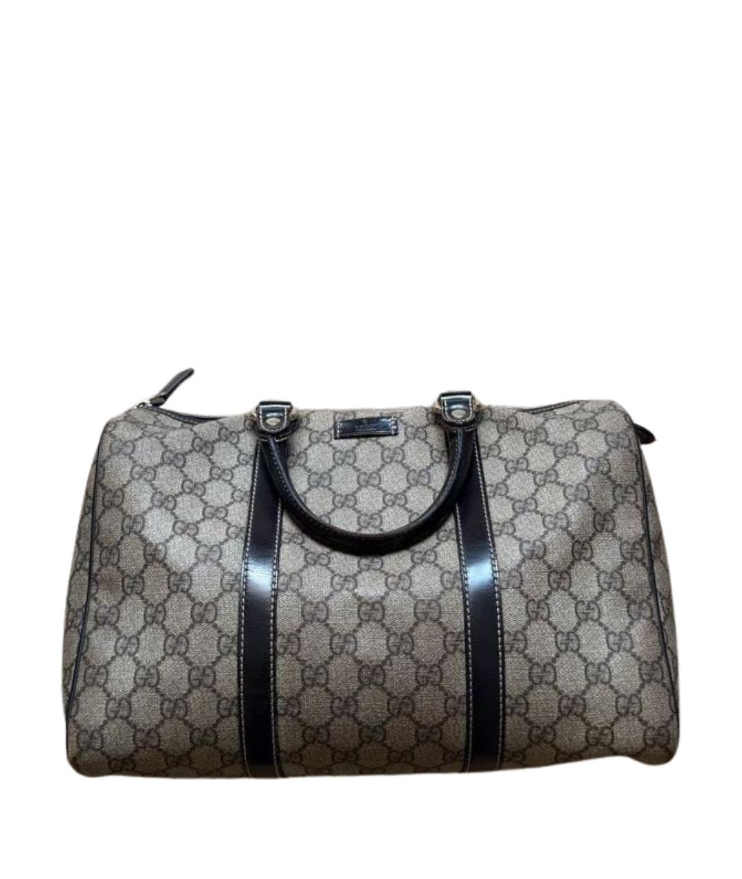 GUCCI Коричневая сумка с короткими ручками из канвы, фото 1