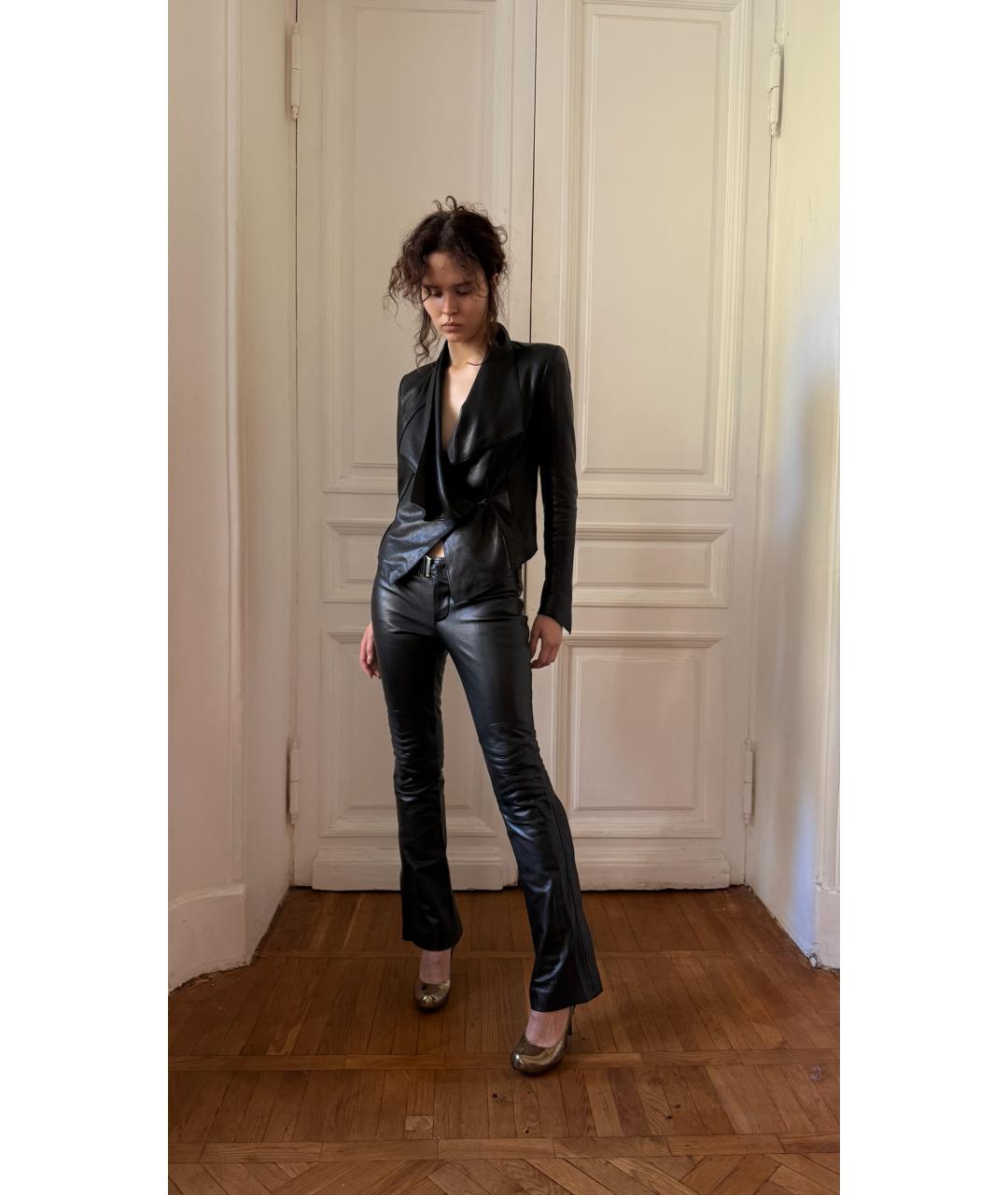 GUCCI Черные кожаные прямые брюки, фото 6