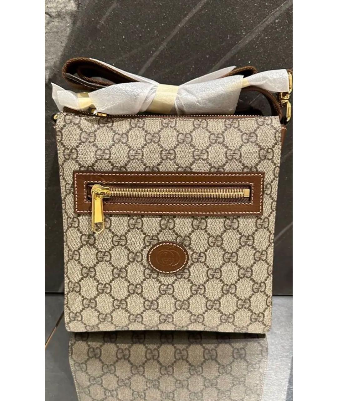 GUCCI Коричневая сумка на плечо из канвы, фото 2
