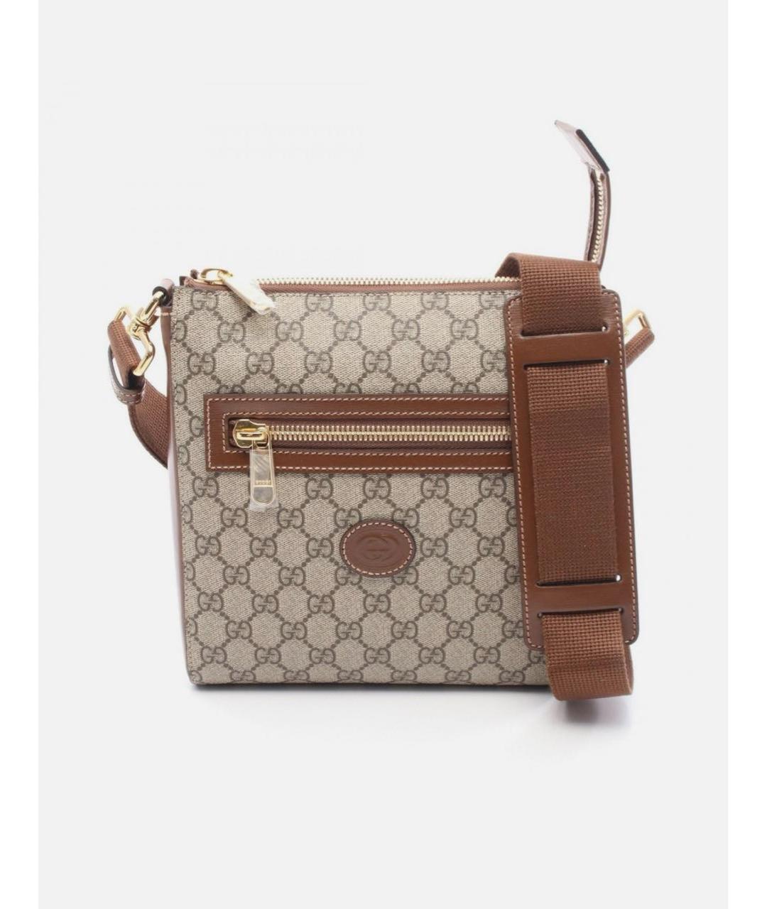 GUCCI Коричневая сумка на плечо из канвы, фото 6