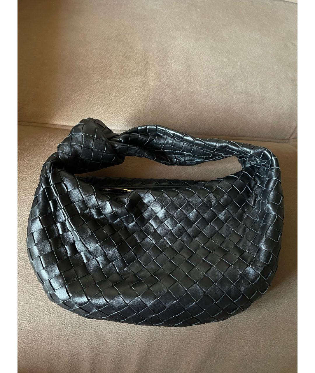 BOTTEGA VENETA Черная кожаная сумка с короткими ручками, фото 4