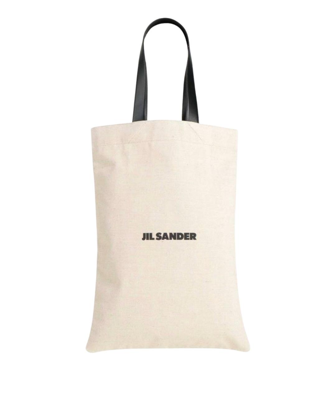 JIL SANDER Бежевая льняная сумка тоут, фото 1