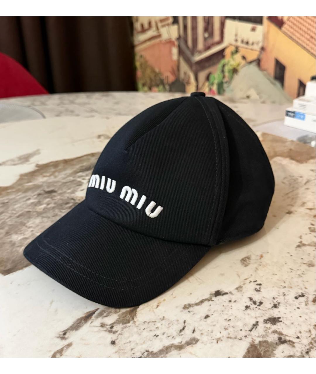MIU MIU Черная хлопковая кепка, фото 3