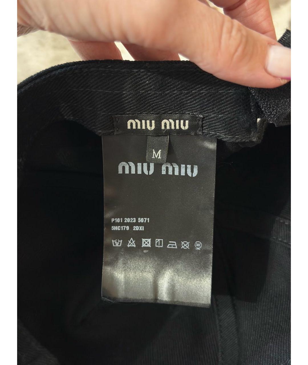 MIU MIU Черная хлопковая кепка, фото 4