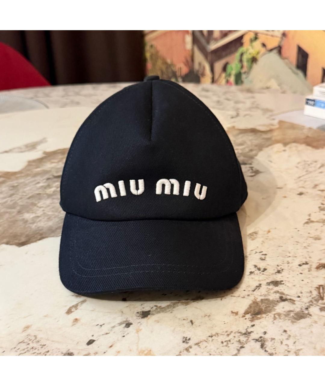 MIU MIU Черная хлопковая кепка, фото 2