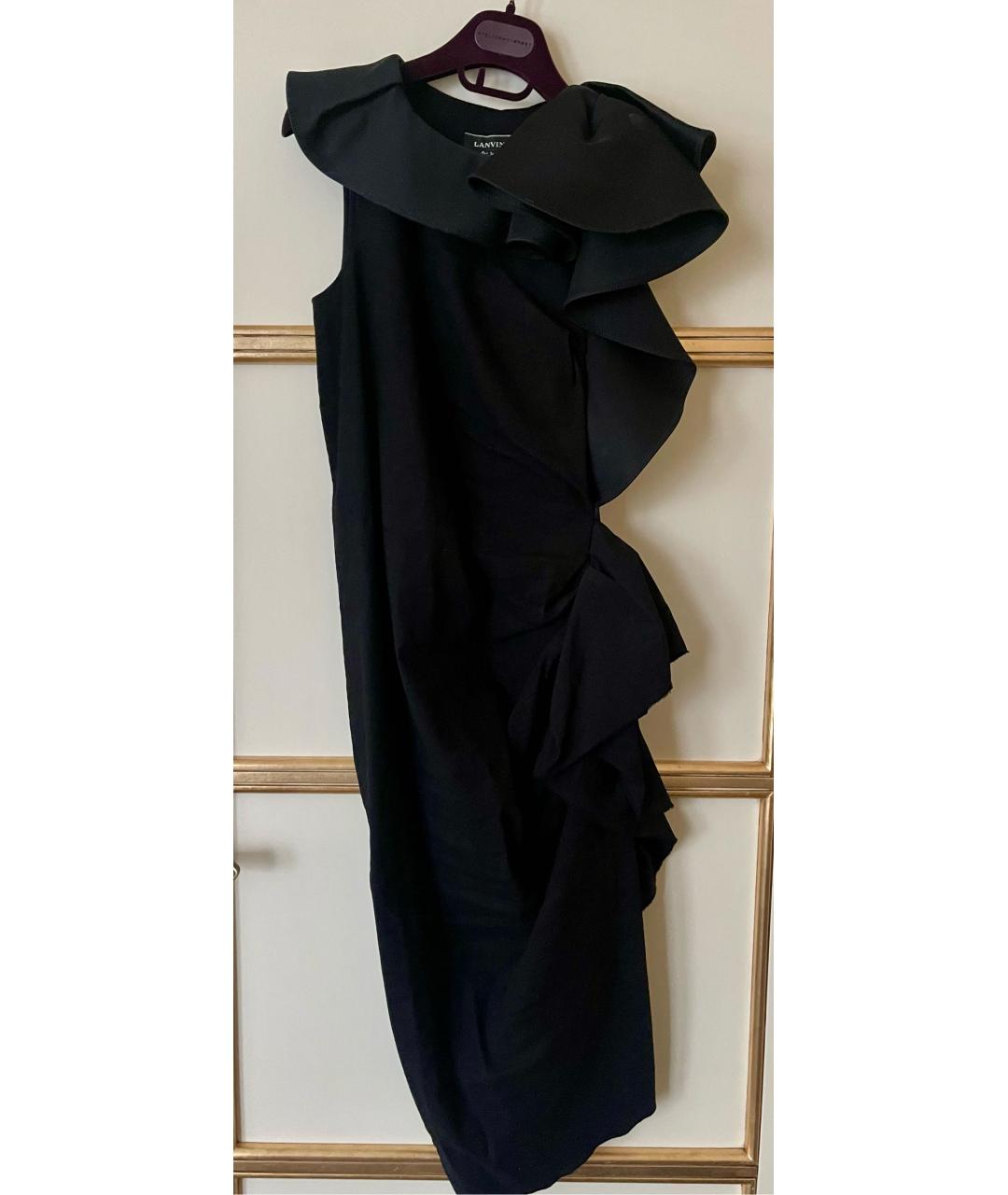 LANVIN Черное льняное коктейльное платье, фото 5