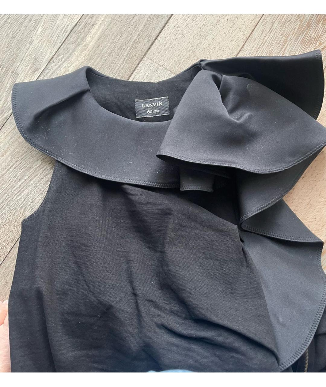 LANVIN Черное льняное коктейльное платье, фото 4