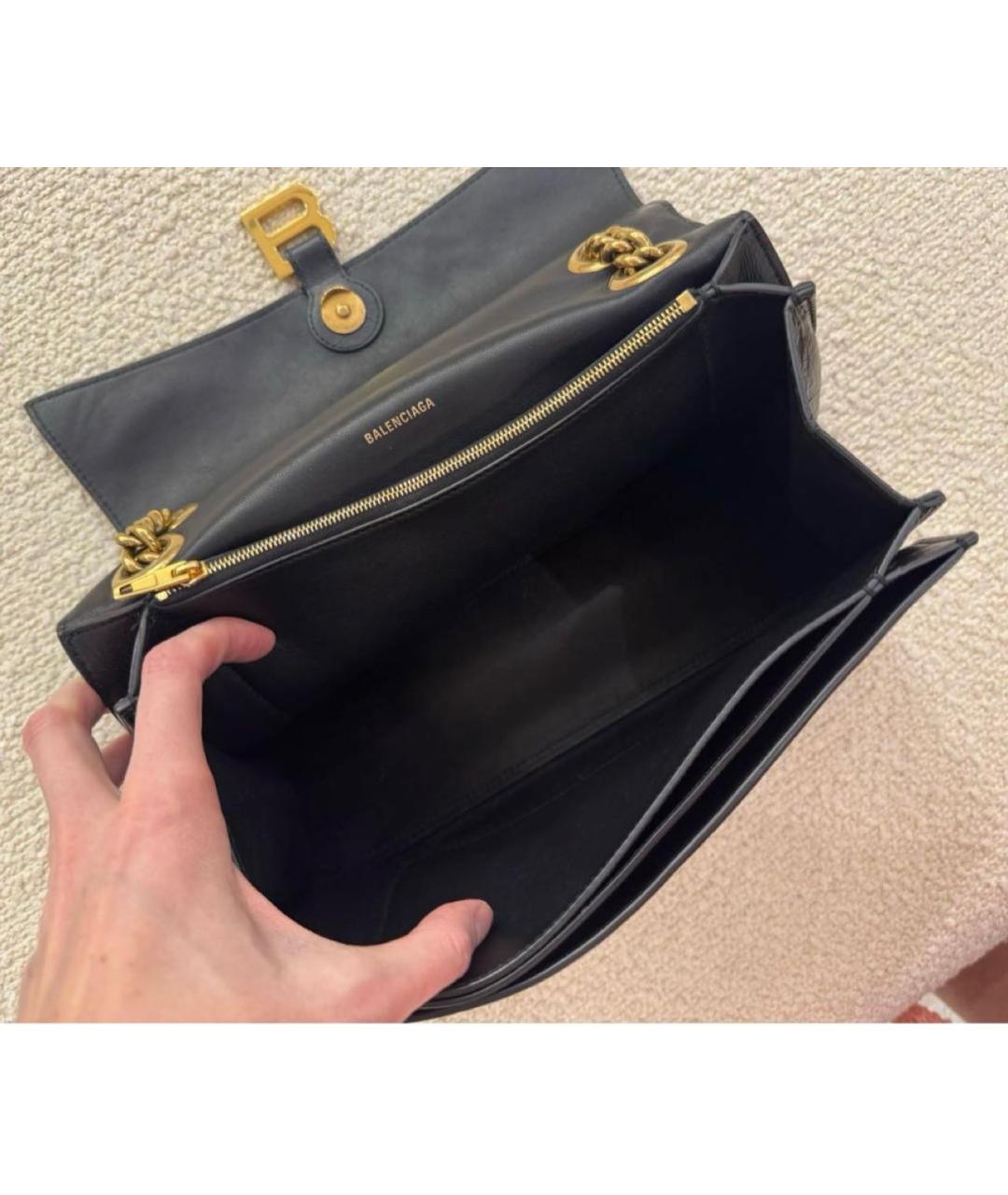 BALENCIAGA Черная кожаная сумка через плечо, фото 4
