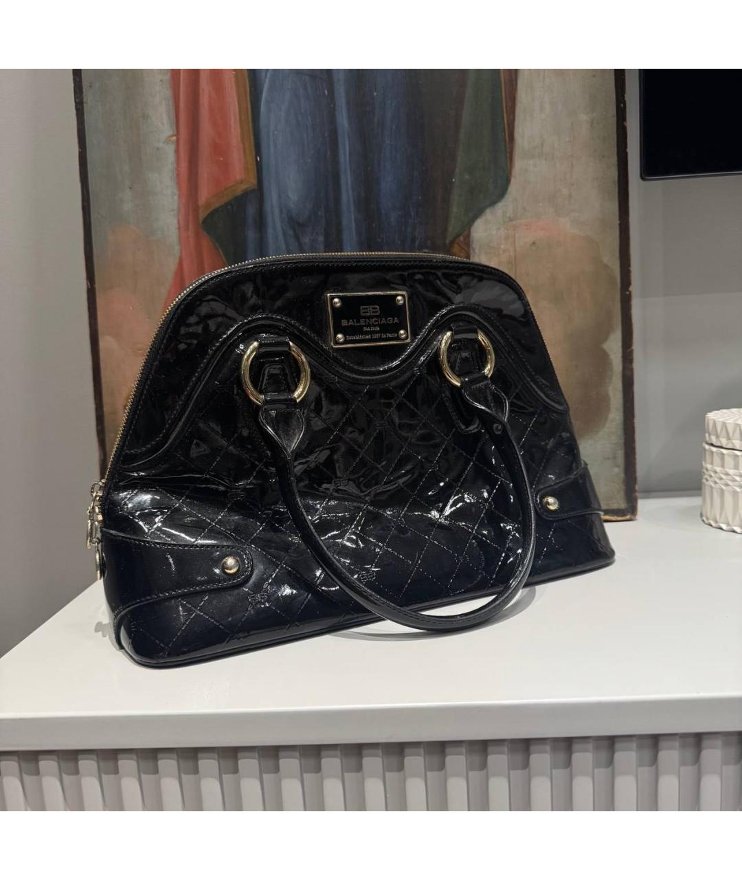 BALENCIAGA Черная кожаная сумка с короткими ручками, фото 6