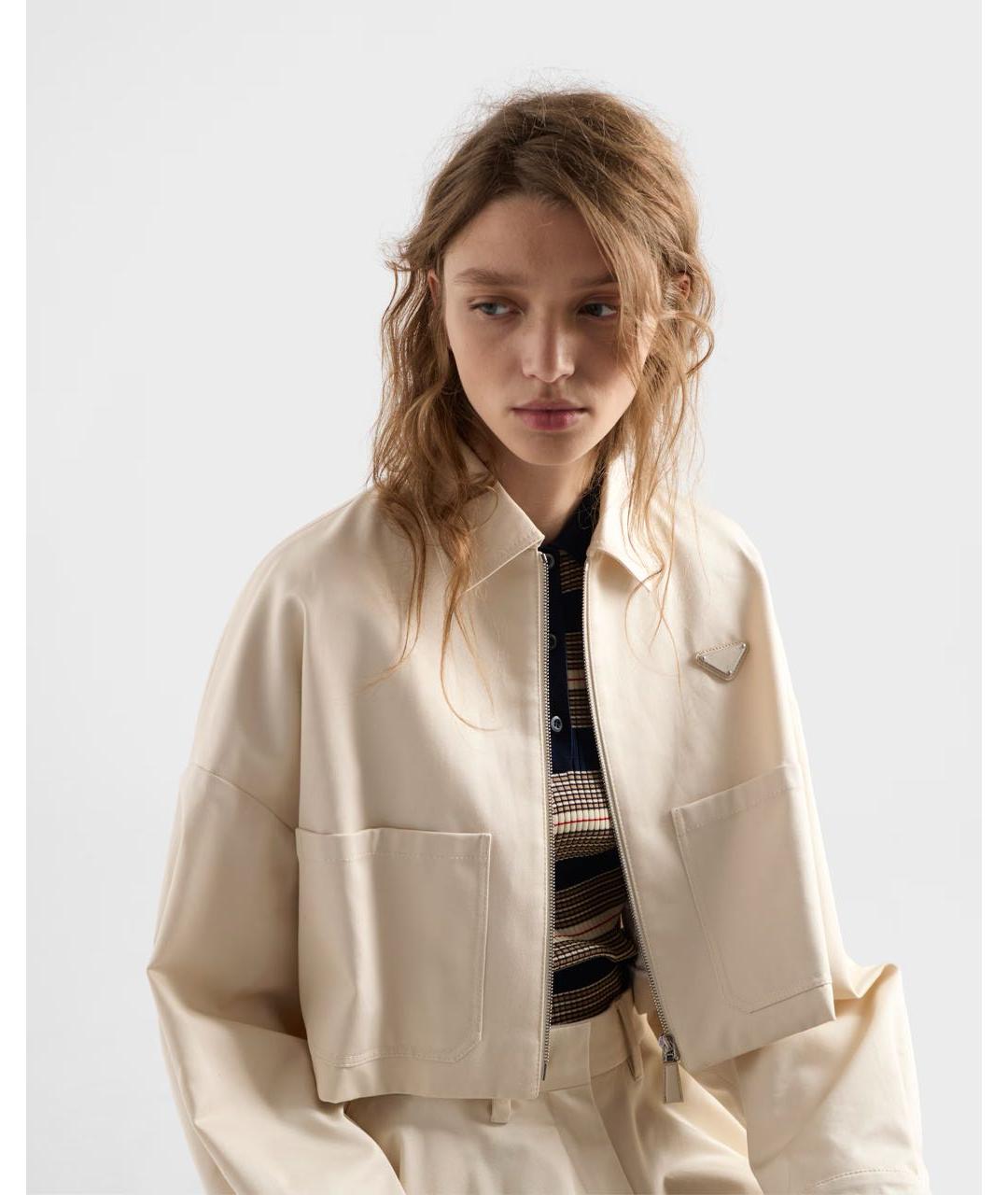 PRADA Белая хлопковая куртка, фото 6