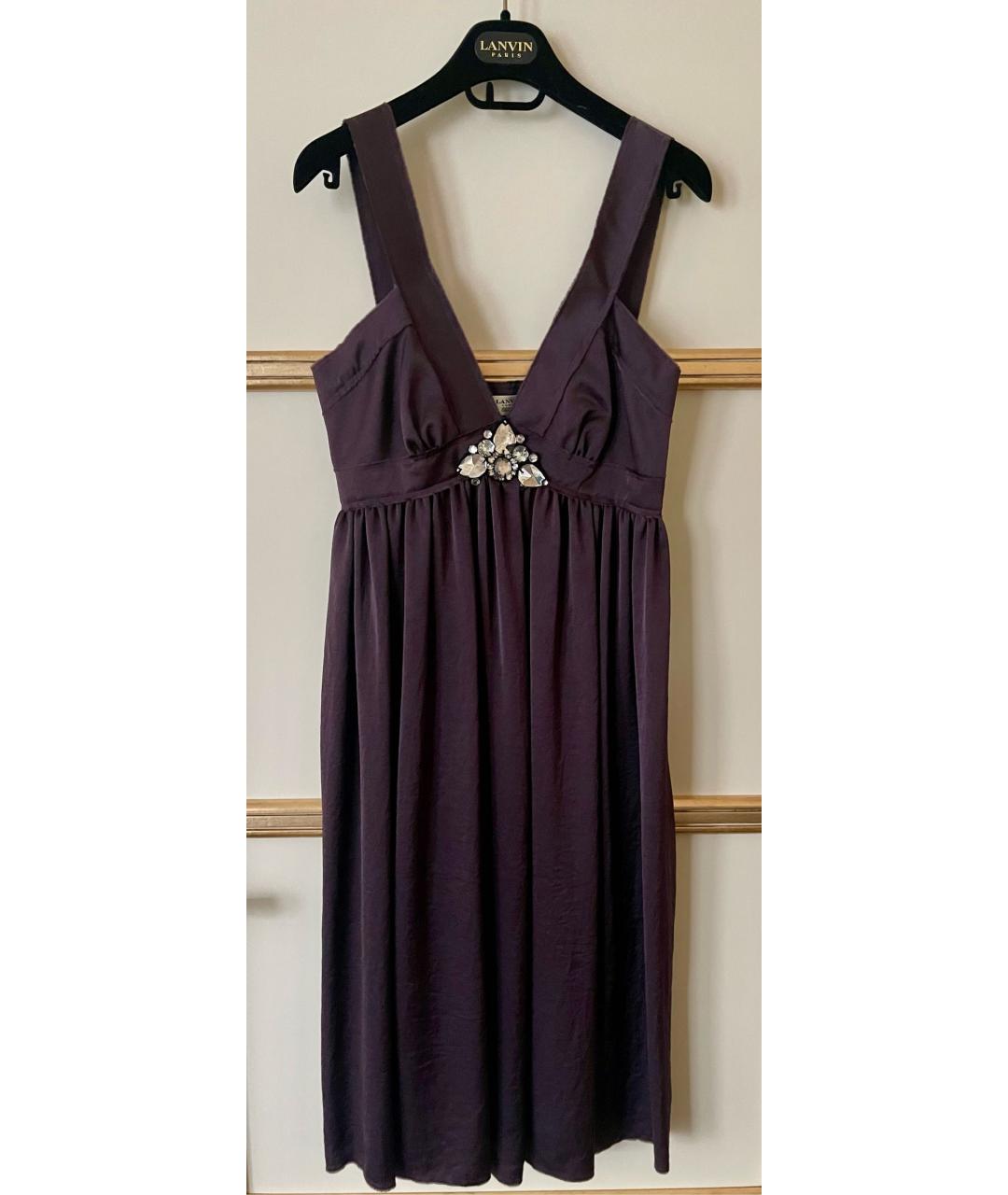 LANVIN Фиолетовое ацетатное коктейльное платье, фото 6