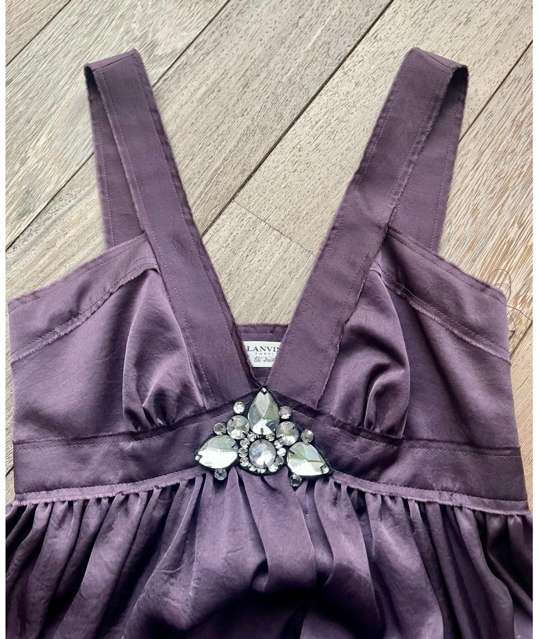 LANVIN Фиолетовое ацетатное коктейльное платье, фото 4