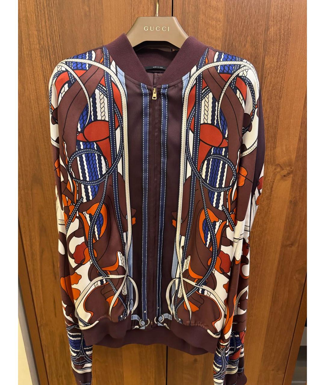 GUCCI Бордовая шелковая куртка, фото 9