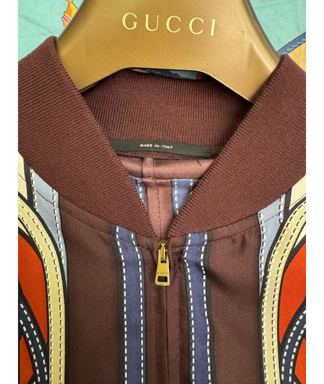 GUCCI Бордовая шелковая куртка, фото 4