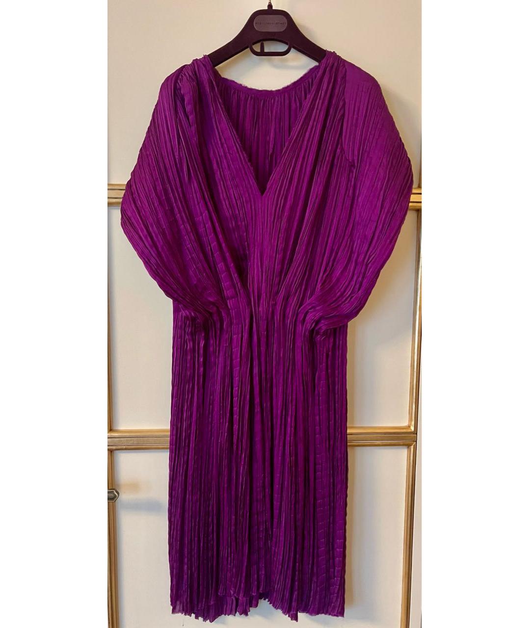 LANVIN Фиолетовое шелковое коктейльное платье, фото 6