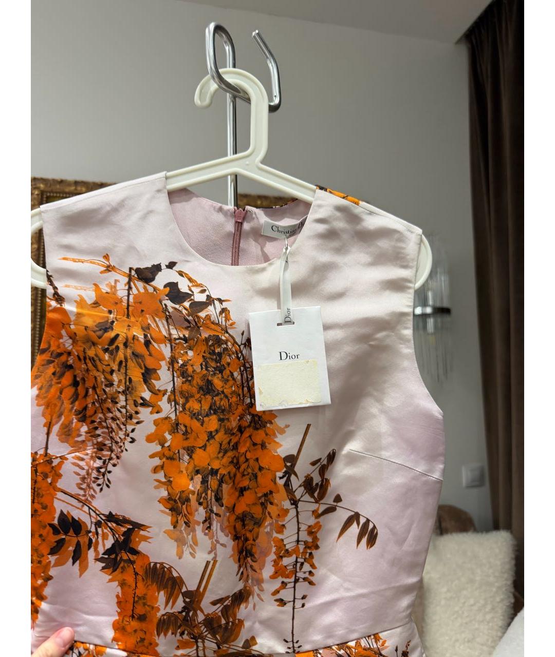 CHRISTIAN DIOR Розовое шелковое коктейльное платье, фото 3