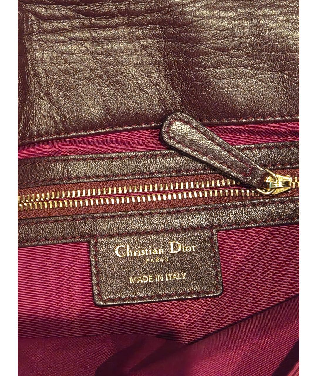 CHRISTIAN DIOR Бордовая кожаная сумка через плечо, фото 6