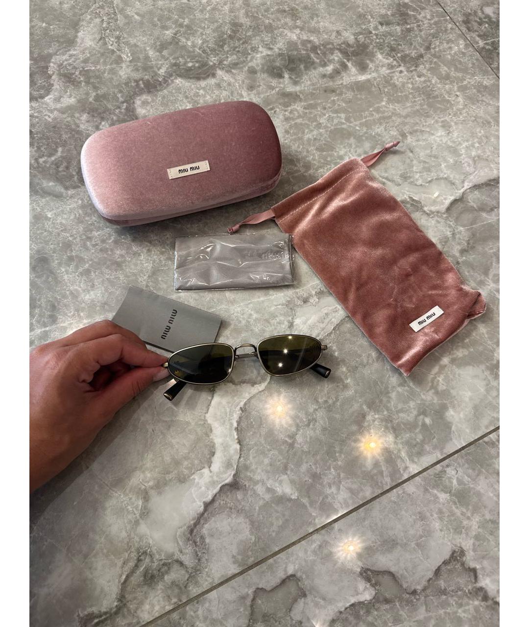 MIU MIU Золотые металлические солнцезащитные очки, фото 4