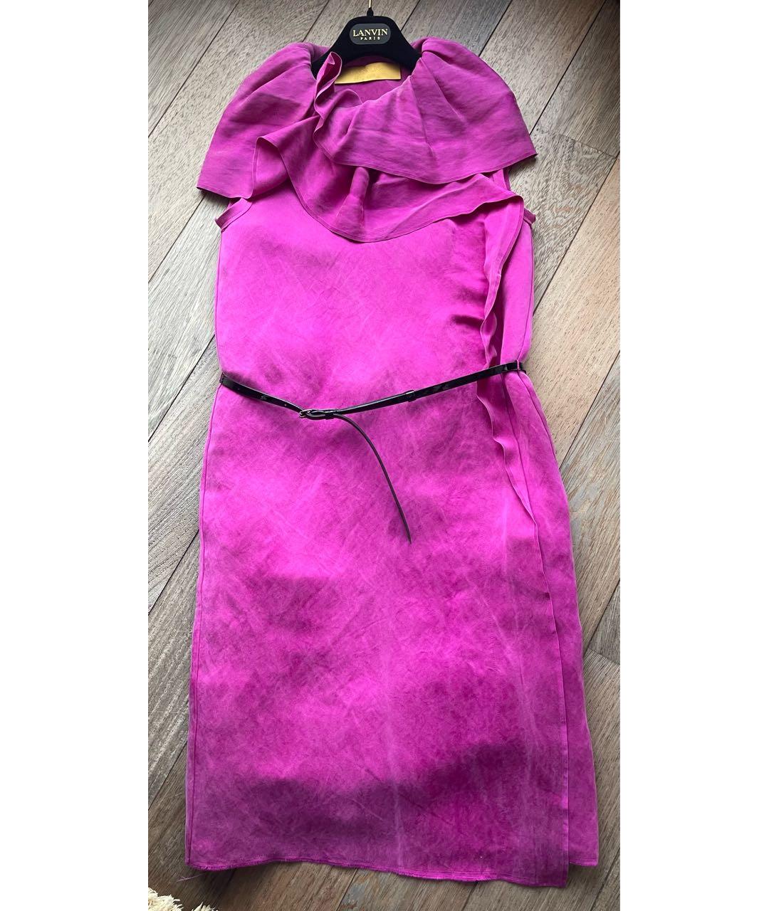 LANVIN Фуксия шелковое коктейльное платье, фото 3