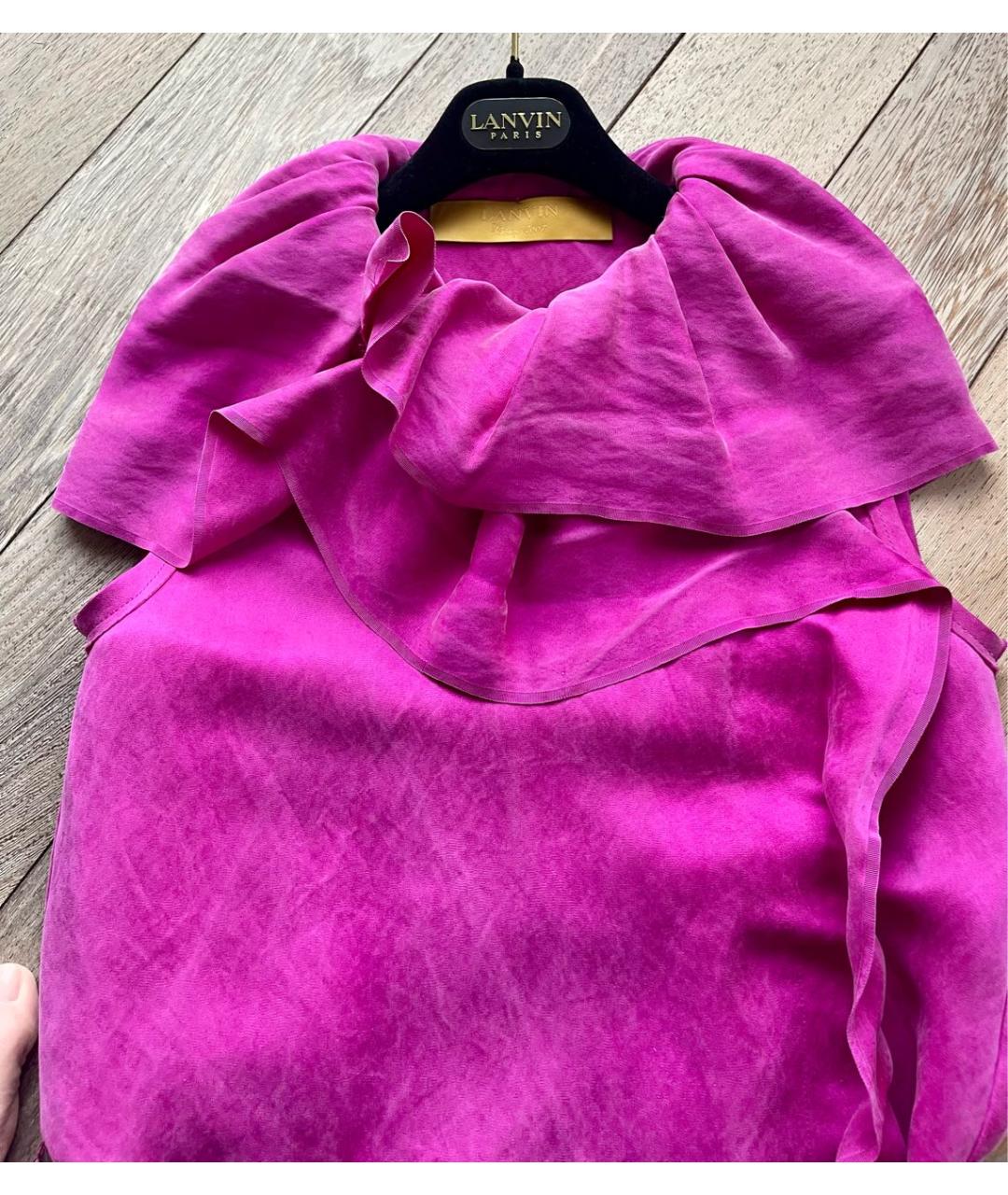 LANVIN Фуксия шелковое коктейльное платье, фото 4