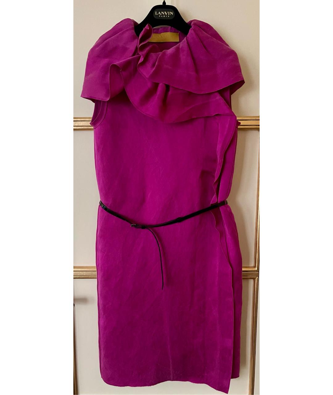 LANVIN Фуксия шелковое коктейльное платье, фото 7