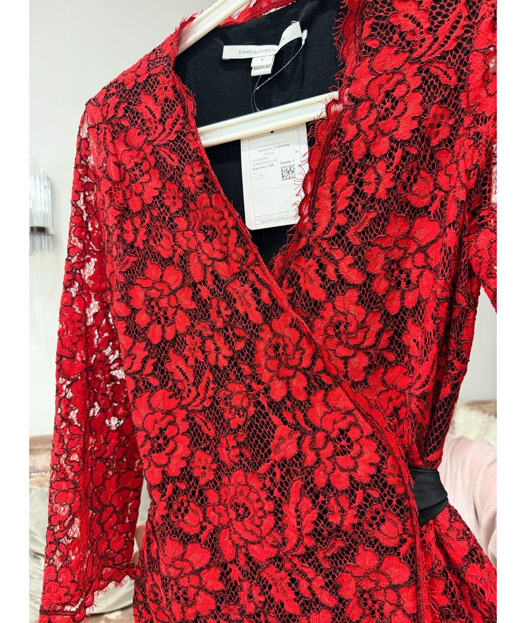 DIANE VON FURSTENBERG Красное кружевное вечернее платье, фото 4