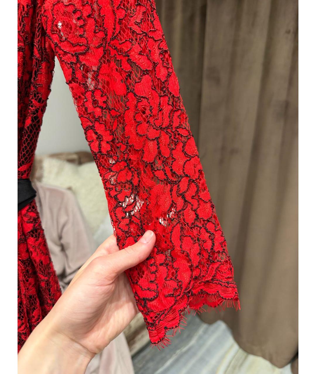 DIANE VON FURSTENBERG Красное кружевное вечернее платье, фото 8