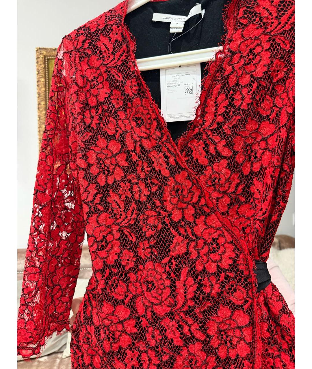 DIANE VON FURSTENBERG Красное кружевное вечернее платье, фото 2