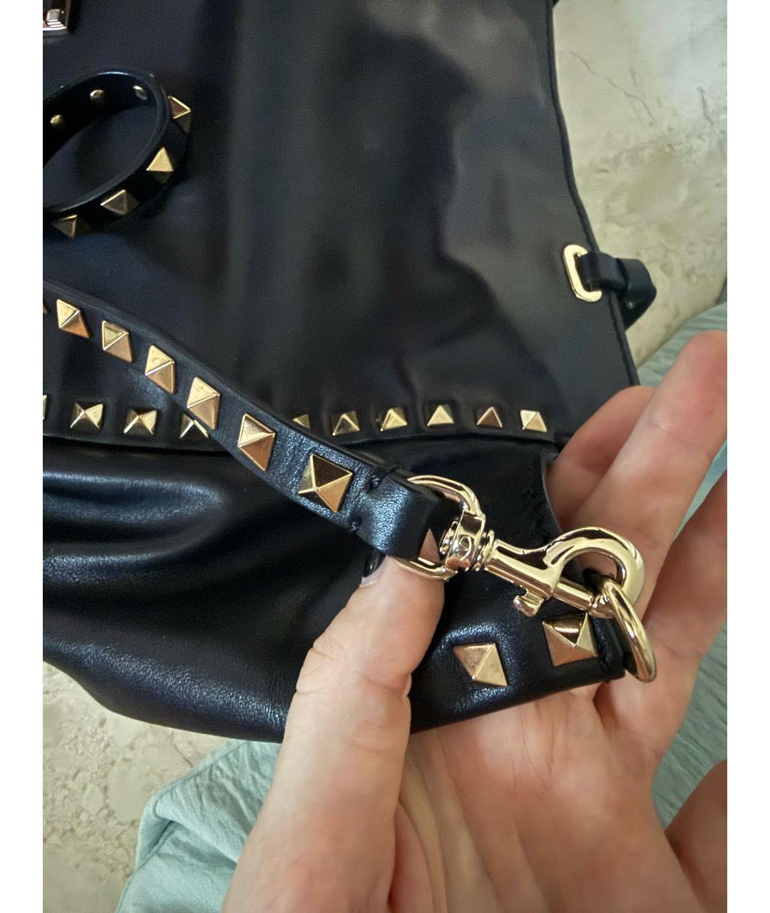 VALENTINO Черная кожаная сумка тоут, фото 7