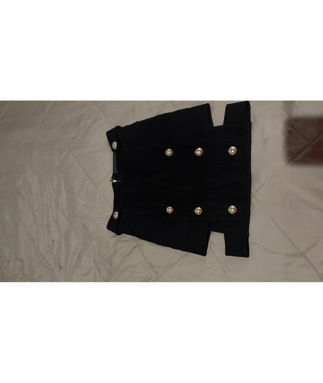 ANTHONY VACCARELLO Черная полиэстеровая юбка мини, фото 4