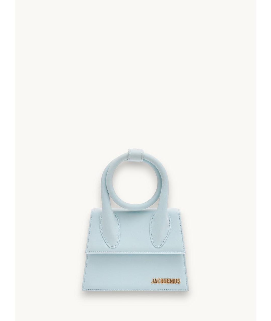 JACQUEMUS Голубая кожаная сумка с короткими ручками, фото 5