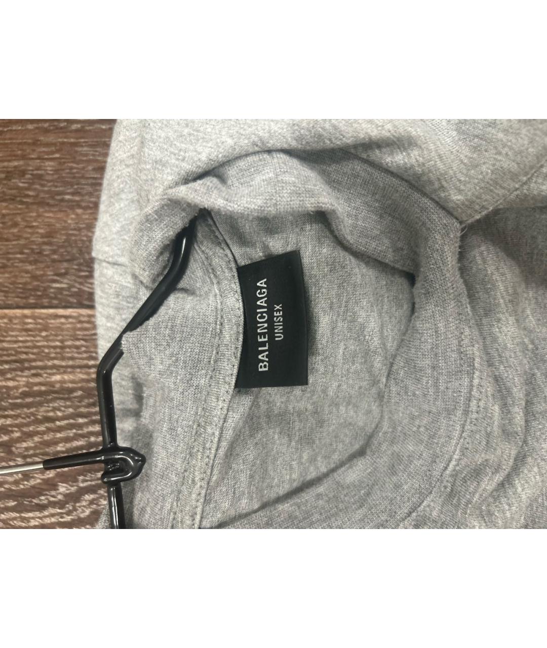 BALENCIAGA Серая хлопковая футболка, фото 3