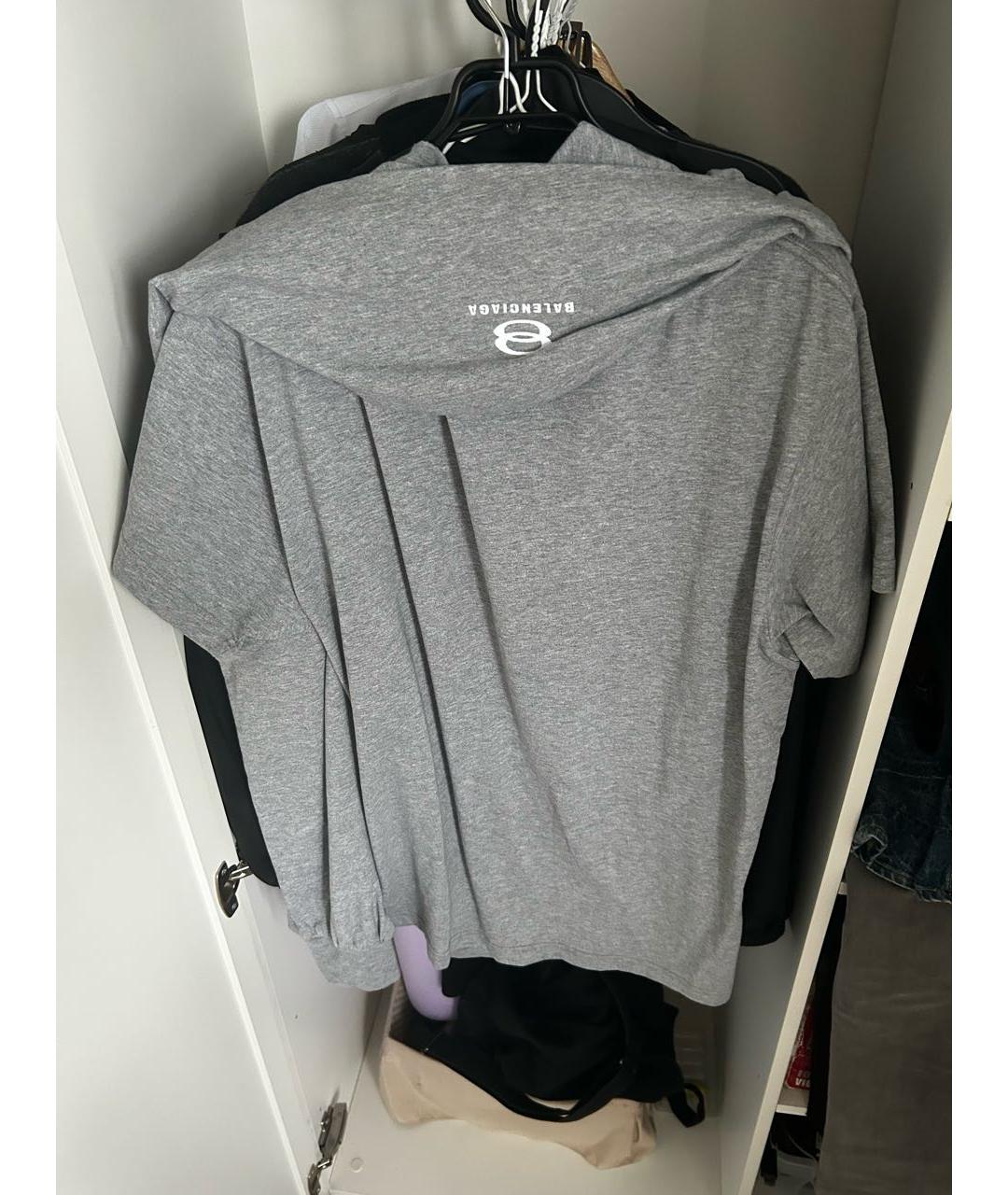 BALENCIAGA Серая хлопковая футболка, фото 2
