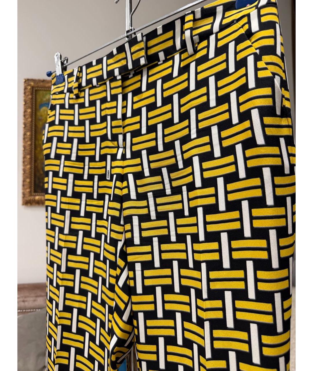 FENDI Мульти шелковые брюки узкие, фото 3