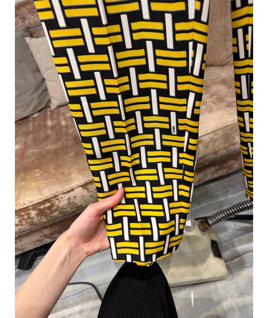 FENDI Мульти шелковые брюки узкие, фото 6
