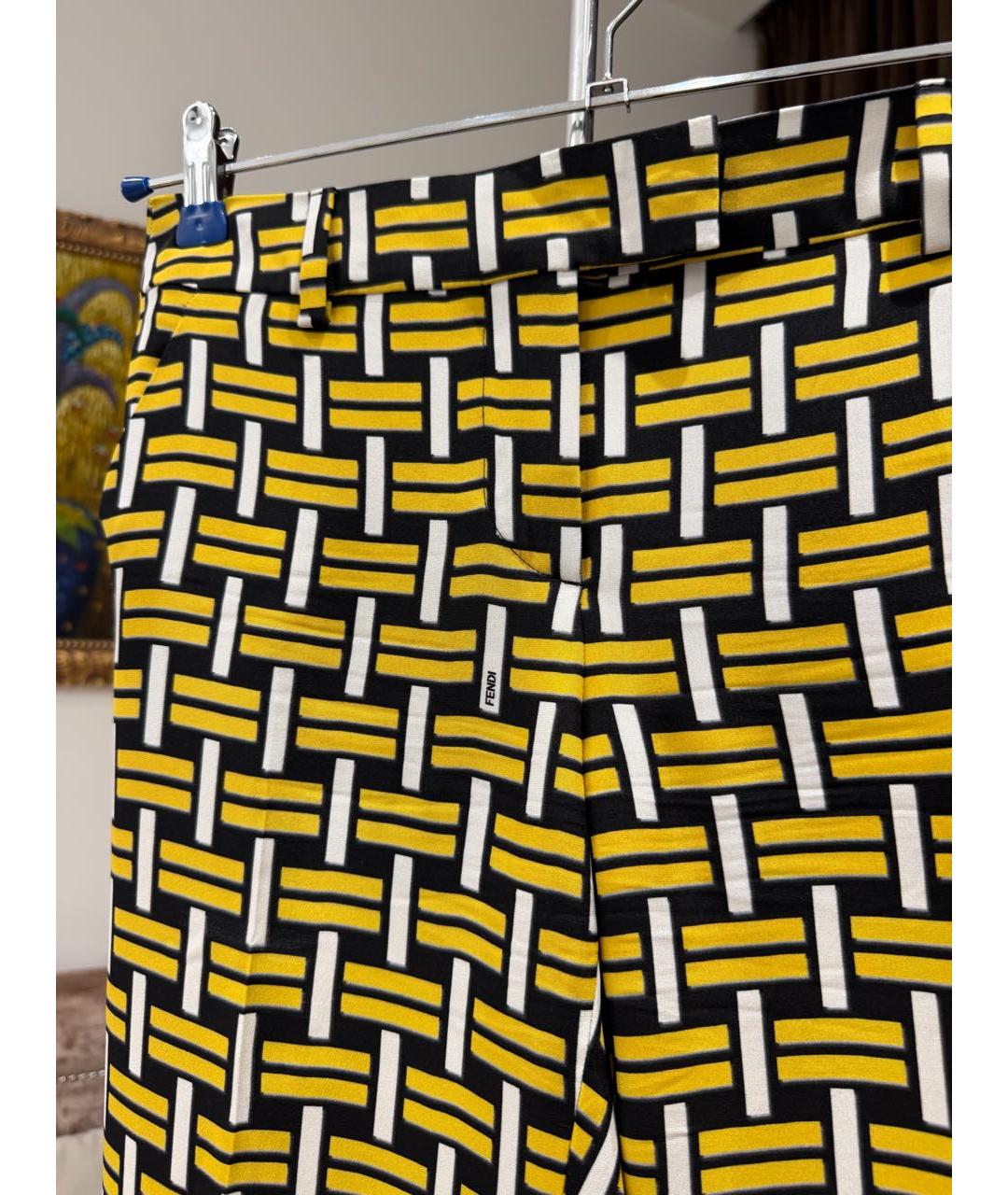 FENDI Мульти шелковые брюки узкие, фото 2
