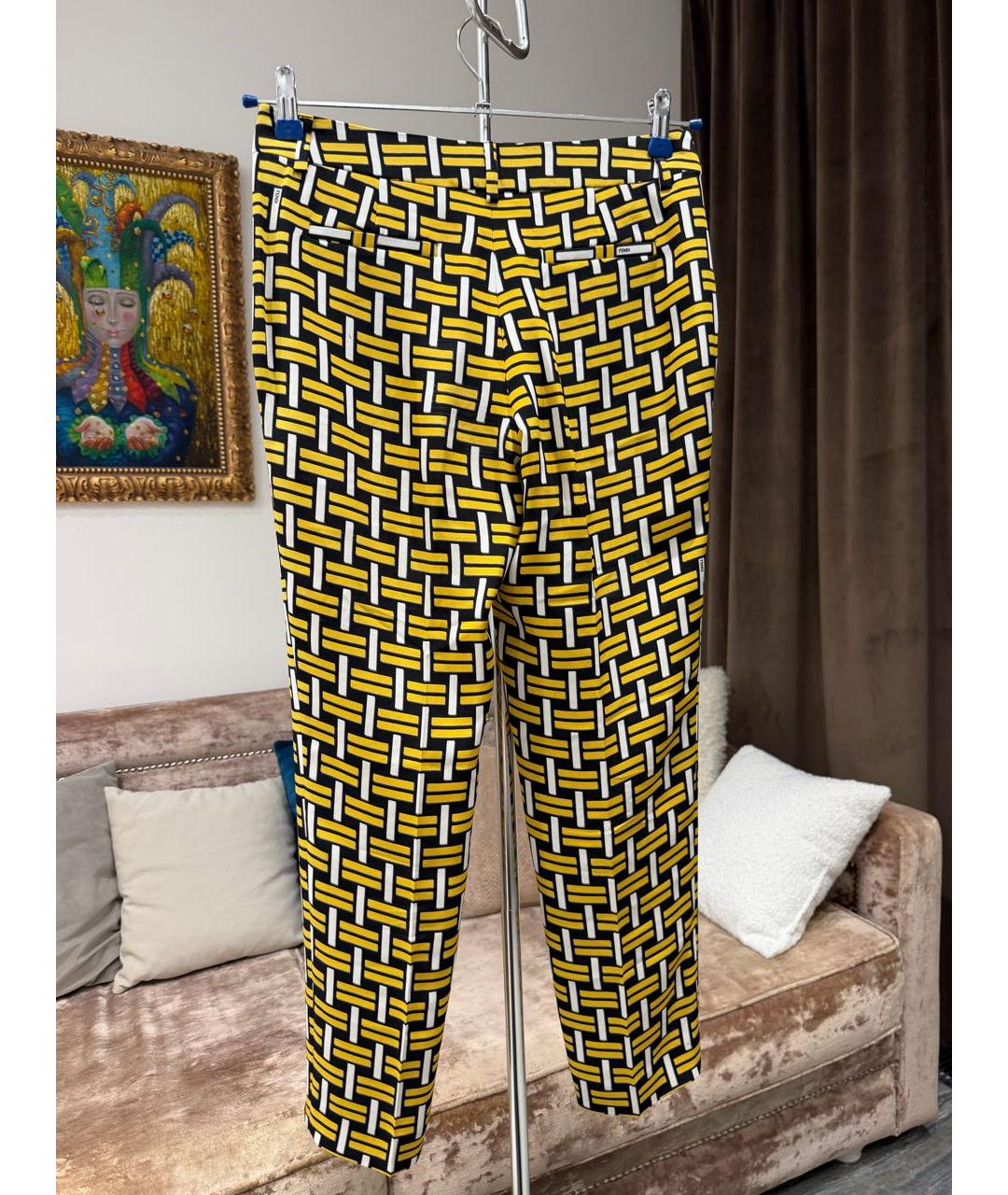 FENDI Мульти шелковые брюки узкие, фото 5