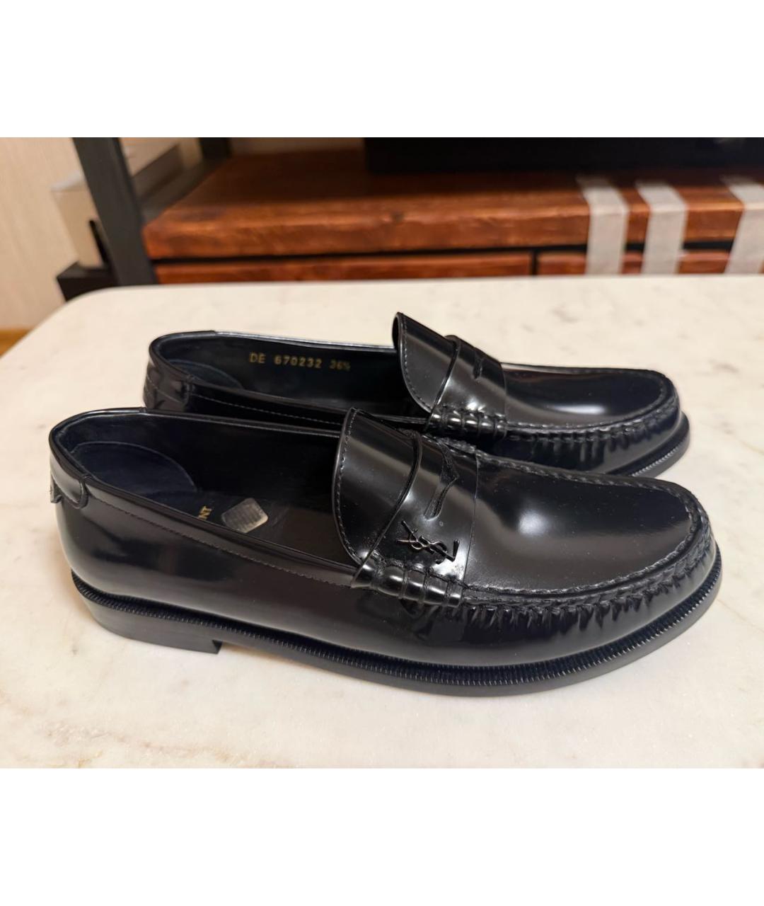 SAINT LAURENT Черные кожаные лоферы, фото 9