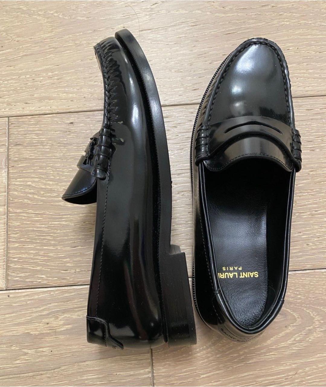 SAINT LAURENT Черные кожаные лоферы, фото 3