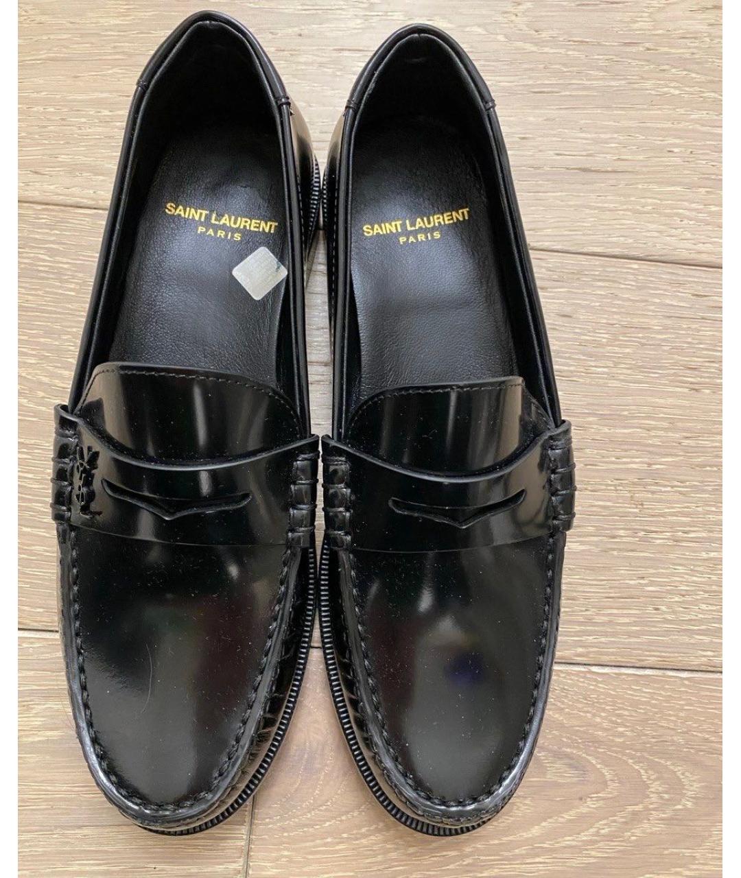 SAINT LAURENT Черные кожаные лоферы, фото 2