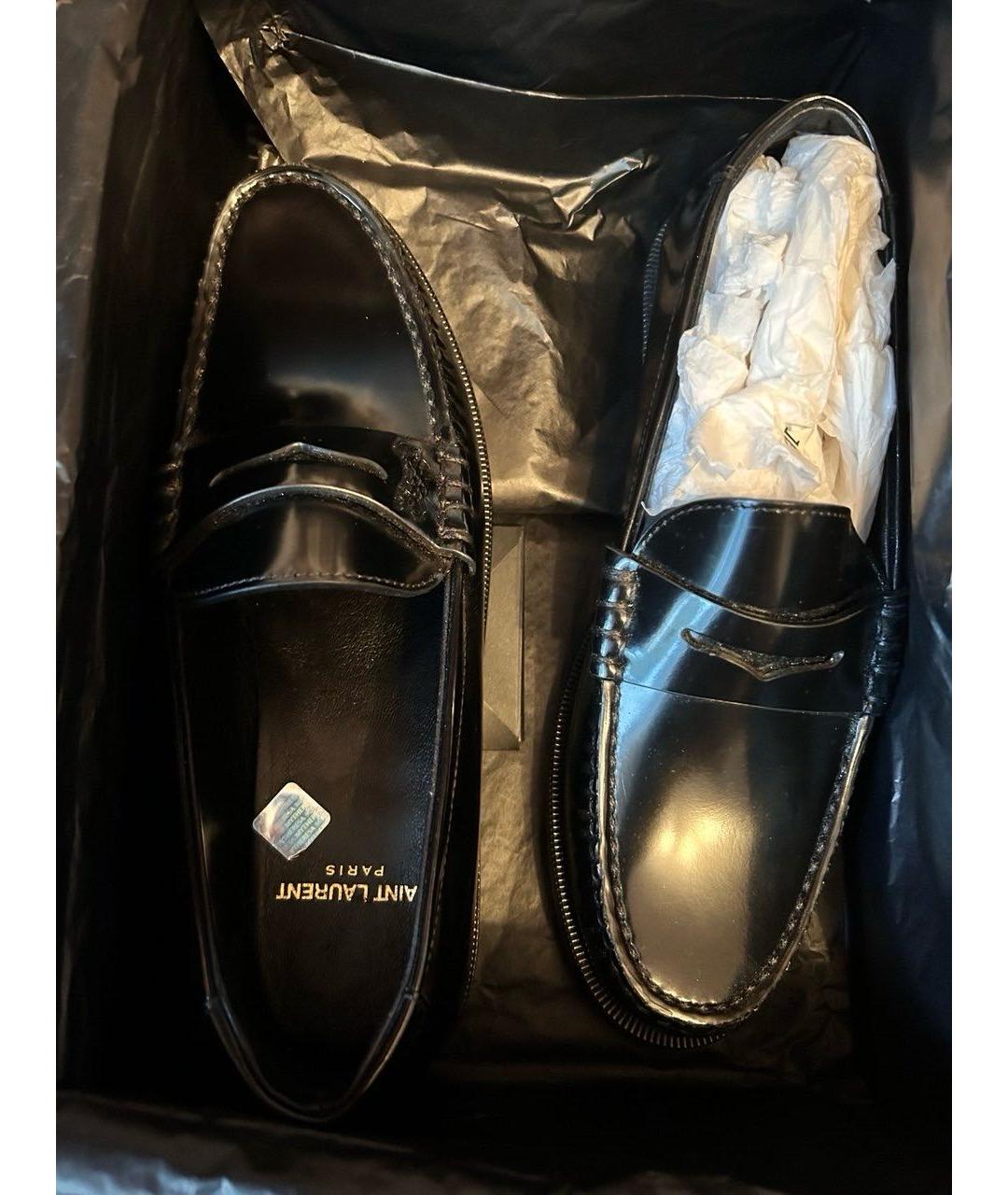 SAINT LAURENT Черные кожаные лоферы, фото 5