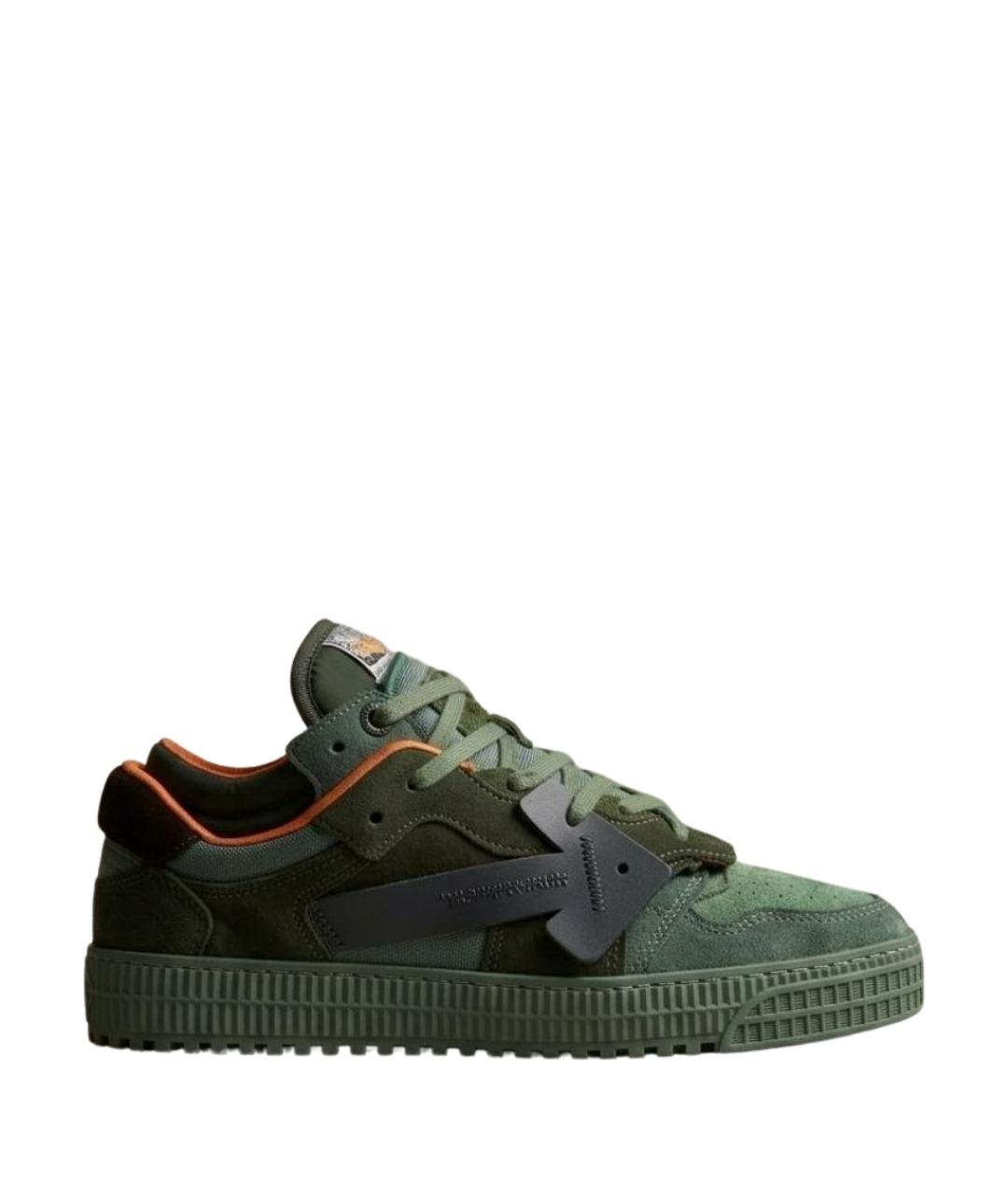 OFF-WHITE Хаки замшевые высокие кроссовки / кеды, фото 1