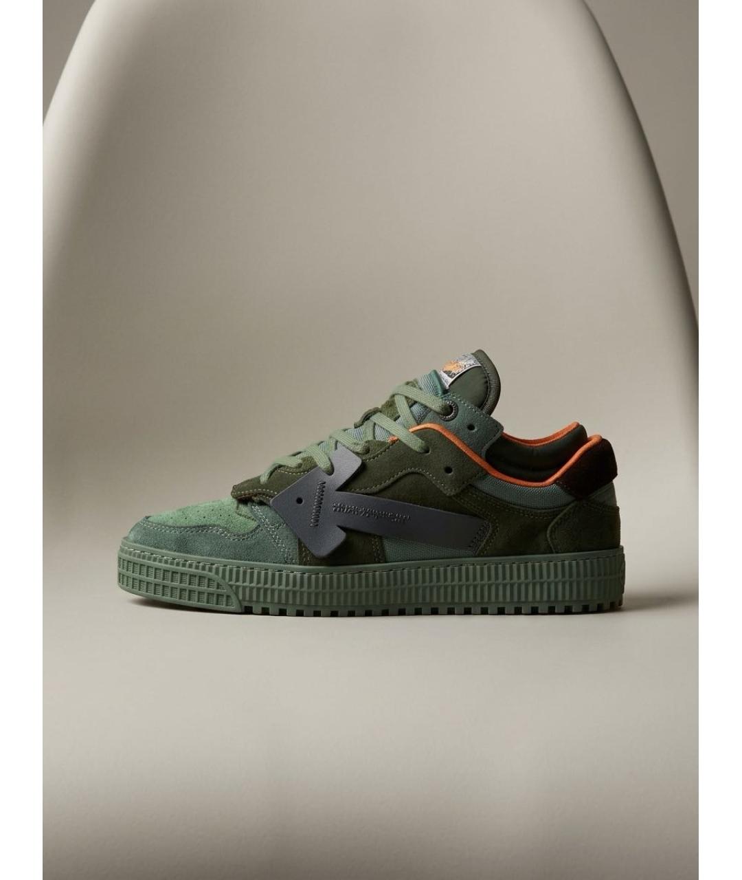 OFF-WHITE Хаки замшевые высокие кроссовки / кеды, фото 5